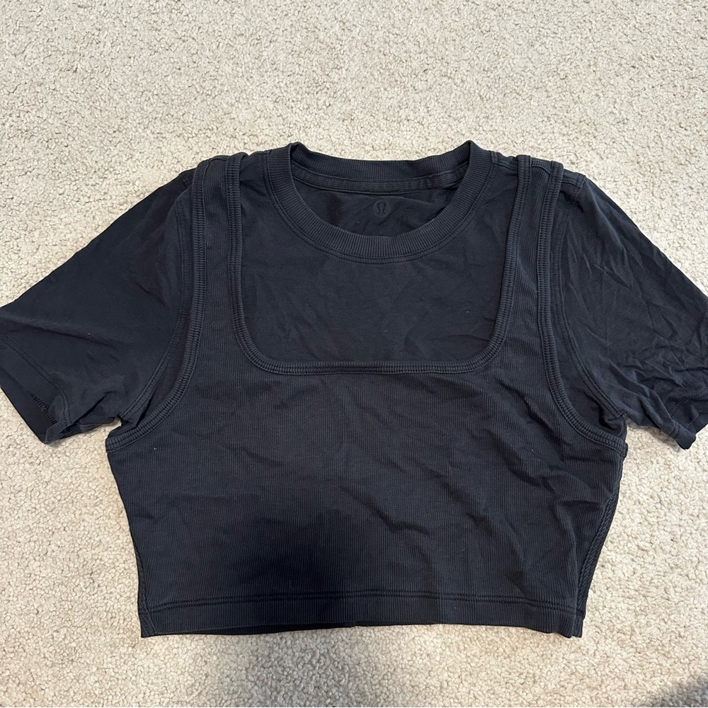 Lululemon better best crop short sleeve open back